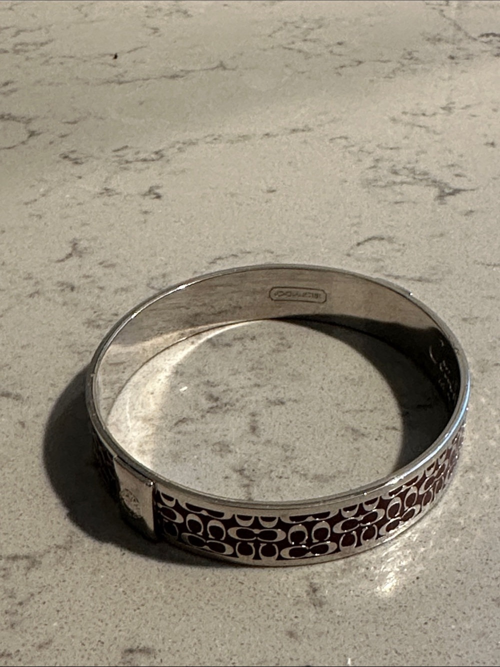 Coach Silver-Tone Bangle with Deep purple Signature Enamel